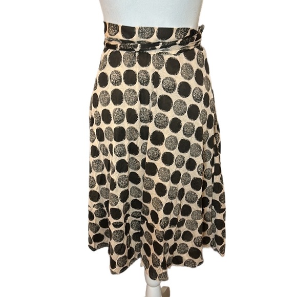 TOCCA Lightweight Brown & Tan Polka Dot Midi Wrap Skirt - Picture 3 of 5